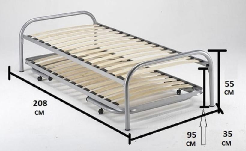 LOGEERBED / ONDERSCHUIFBED 200x90