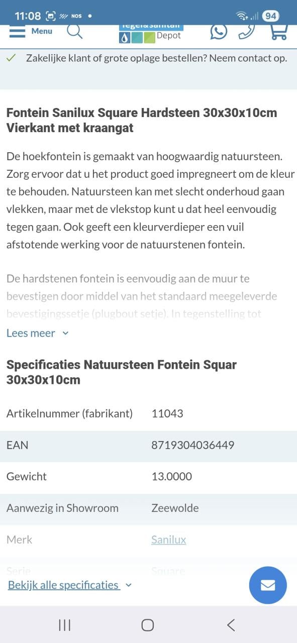 Waskom vierkant natuursteen