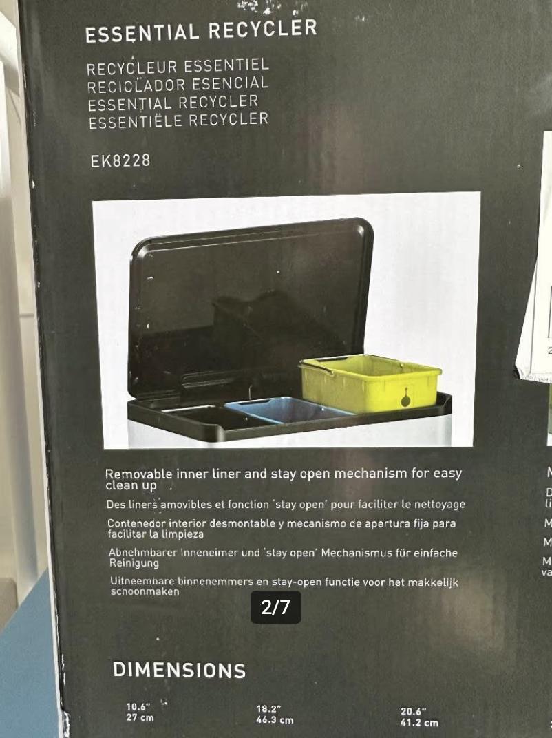 Eko prullenbak zwart 9L+9L+9L (nieuw)
