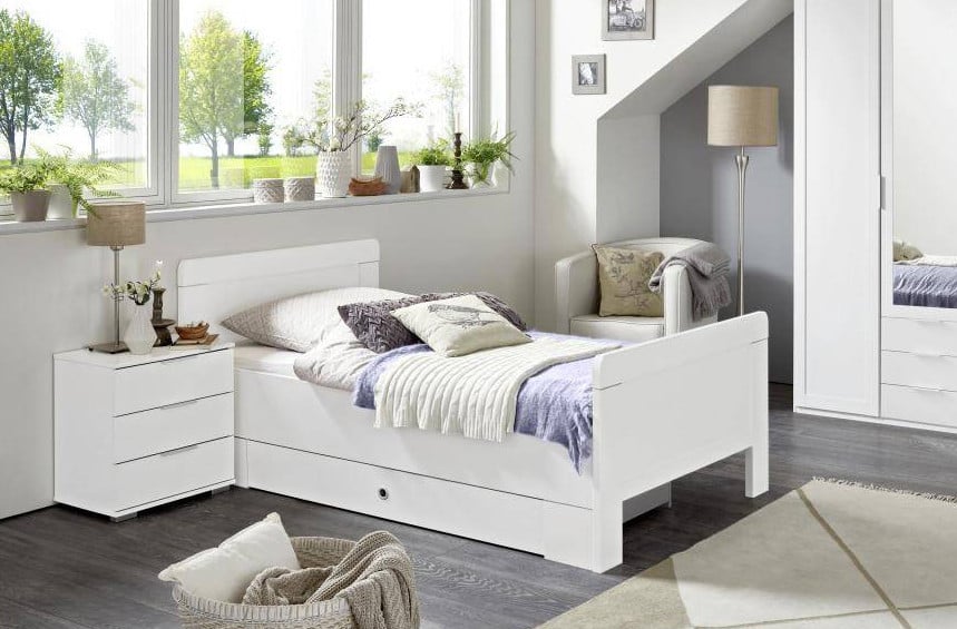Senioren comfort bed 100 x 200 cm met instelbare lighoogte. Wit