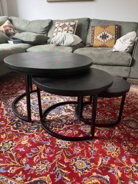 Salontafel Goossens - hout - zwart - rond