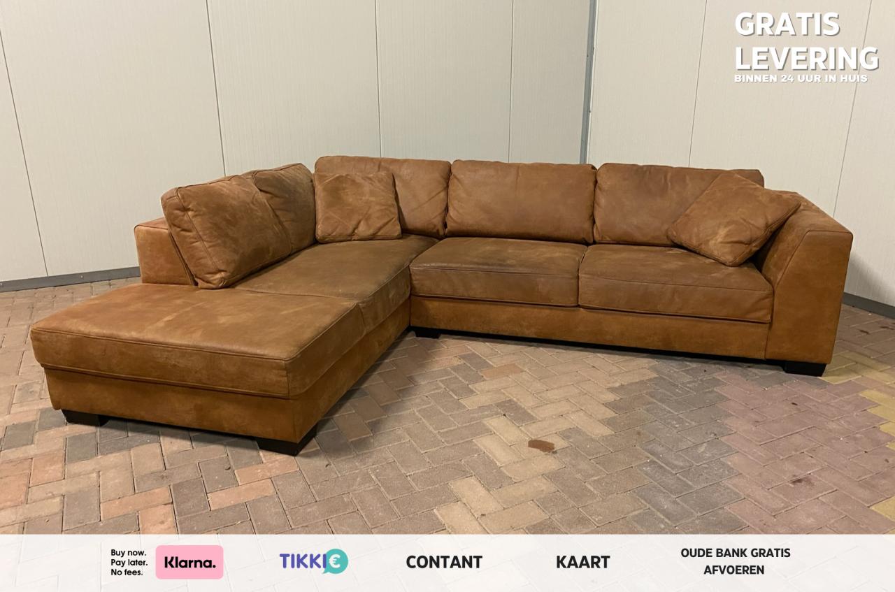 Swede Cognac Hoekbank – Premium Comfort – Gratis Levering NL & BE