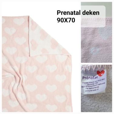 Roze / witte katoenen hartjes deken van Prenatal 90X70 cm