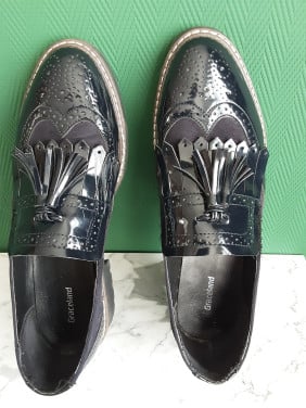 Blauwe  Graceland  dames schoenen ( moccasins) met kwastje op bovenkant 40