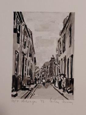 Klein aquarel van Vlissingen. Naam tekenaar niet leesbaar.. 50/17 '92
