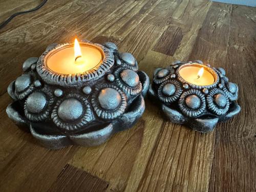 AAN-bieding - waxine houder Zeeuwse knop kleur zwart - zilver