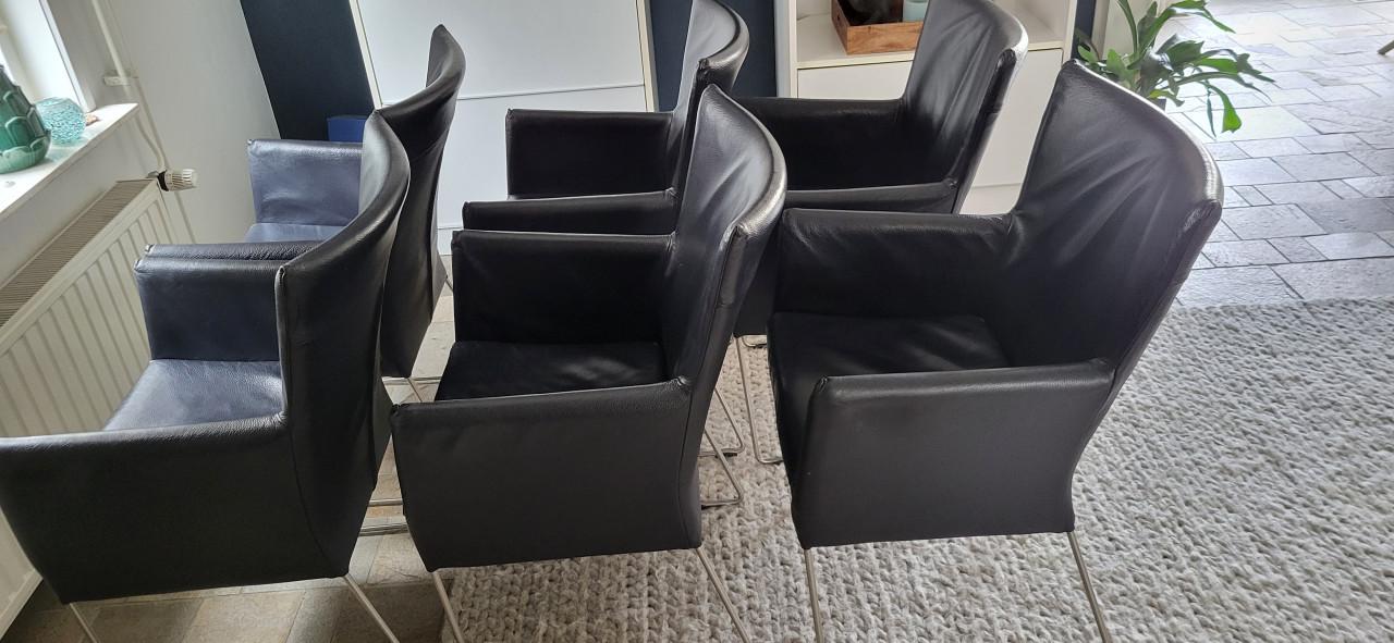 6 eetkamerstoelen, leer