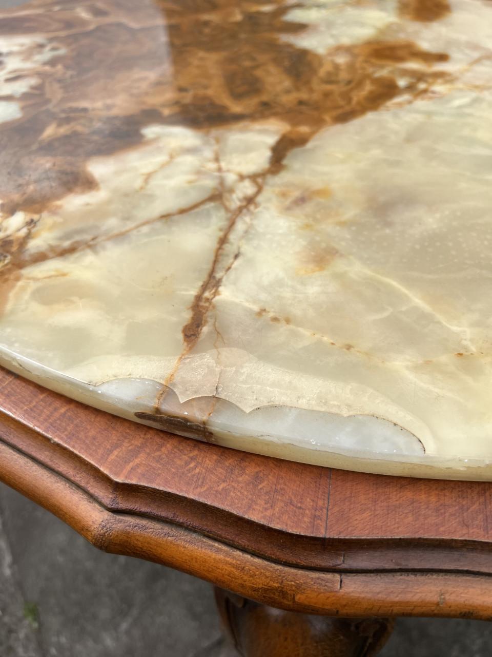 Onyx natuursteen blad vintage salontafel