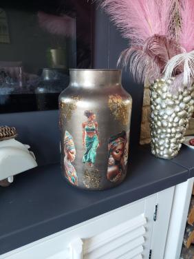 Nw Afrikaanse Decoupage vaas
