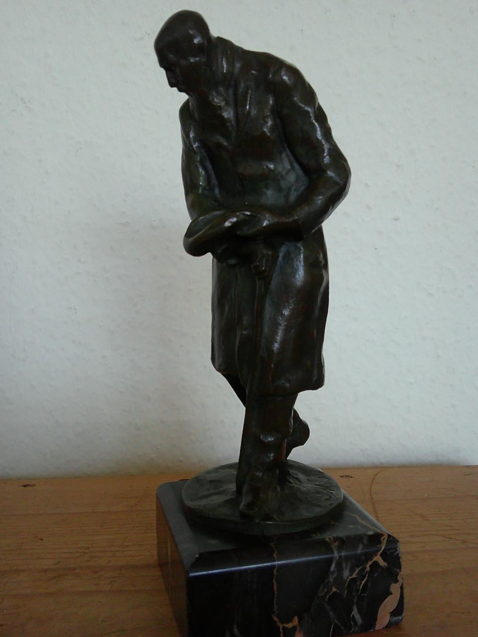 EDWARD MELIS 1880-1843 TWEEKLEURIG GEPATINEERD BRONS
