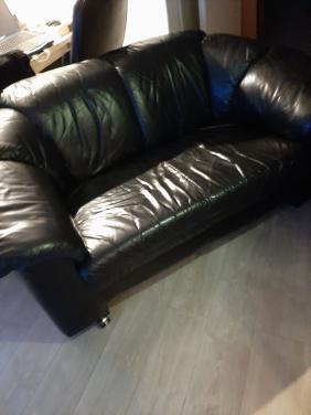 Leren 2 zits bank zwart