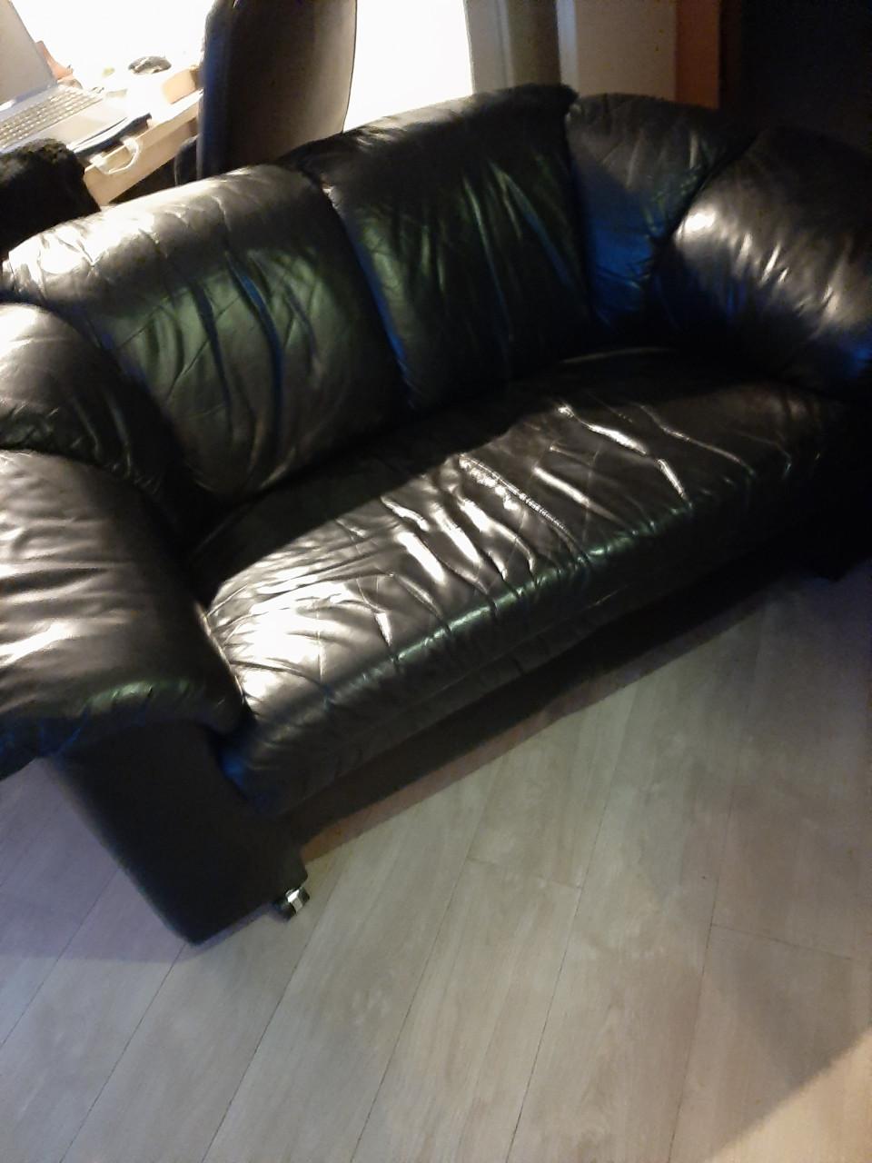 Leren 2 zits bank zwart