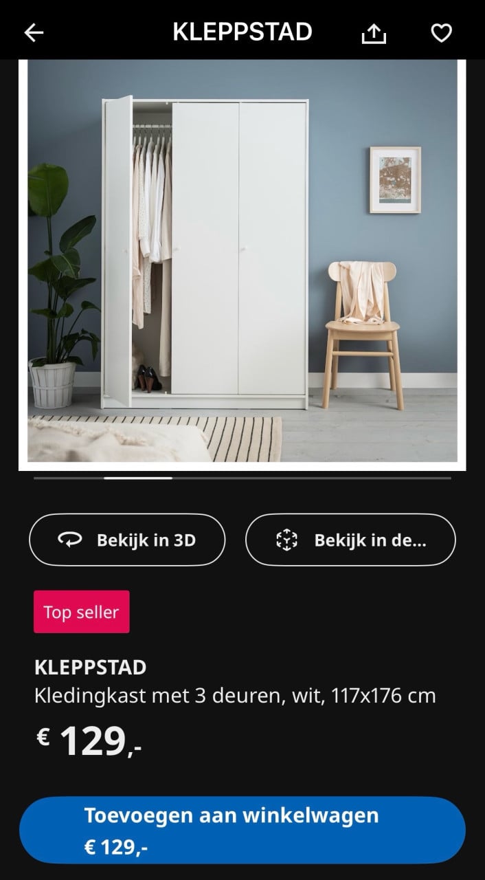 WitteIkea kleppstad kledingkast