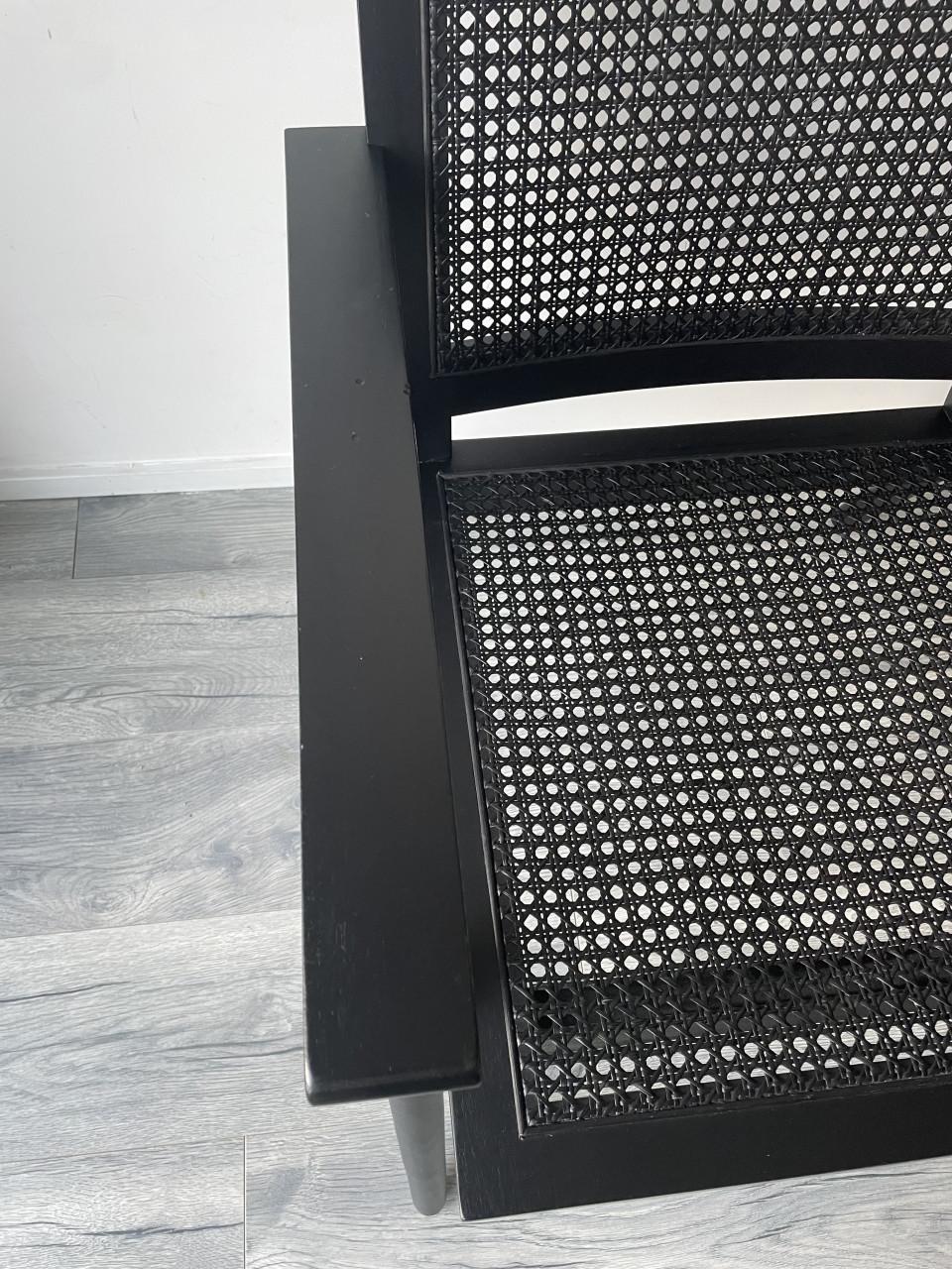 Fauteuil stoel japandi hout zwart webbing