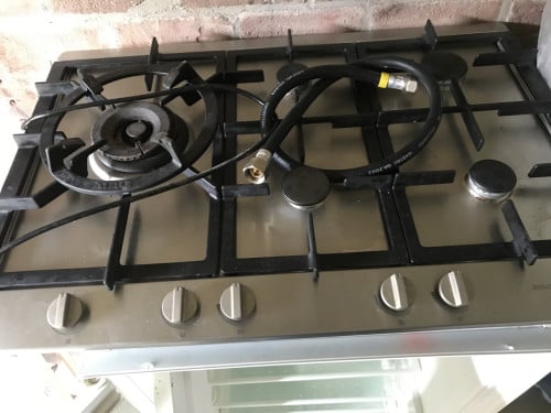 ATAG inbouw rvs gas Kookplaat met wokbrander en vonkontsteking en gasslang