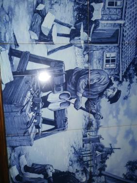 Mooi delfsblauw tegeltableau