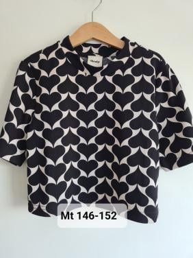 Zwart-wit hartjes shirt van Shoeby  Maat 146-152