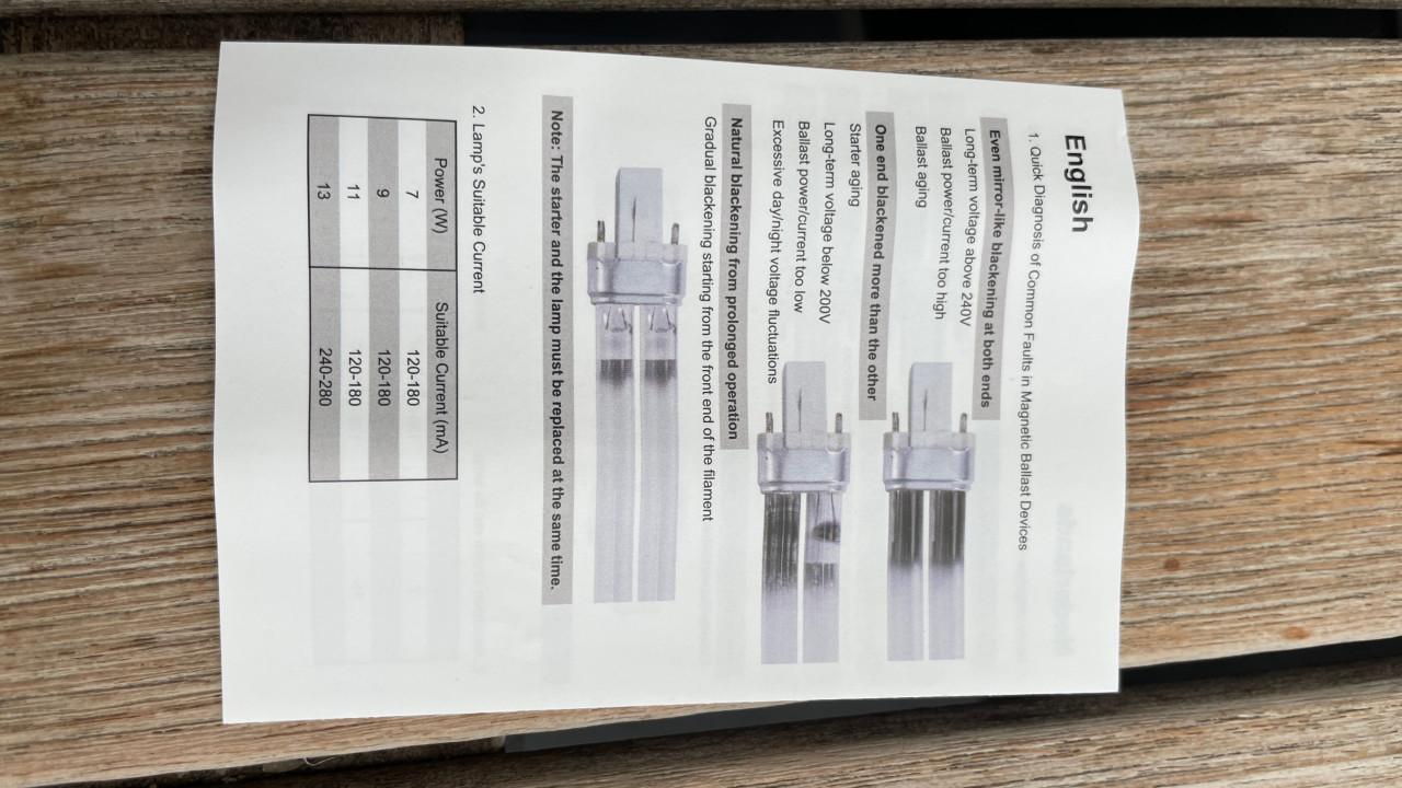 2x UV lamp 11 Watt voor vijver filter