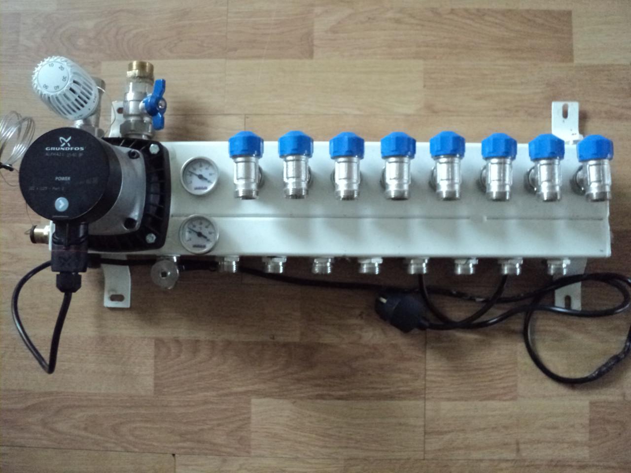 Perfecte 8 groep verdeler vloerverwarming met ENERGI ZUINIGE POMP