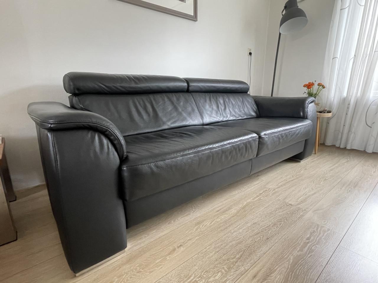 3 zitsbank zwart leder