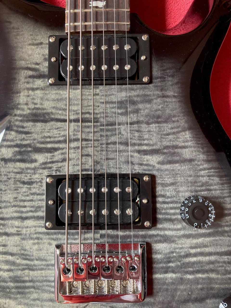 PRS SE 277 Baritone charcoal burst, werkelijk als nieuw!