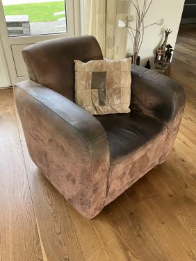 Leren fauteuil / loveseat cognac