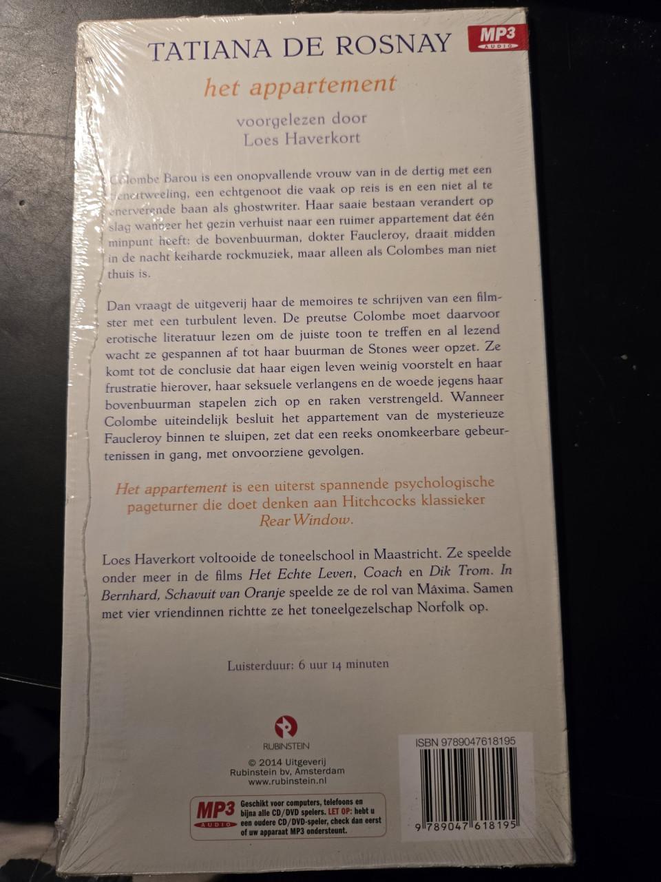 Luisterboek  thriller "Het appartement" van Tatiana de Rosnay, Nieuw 2014