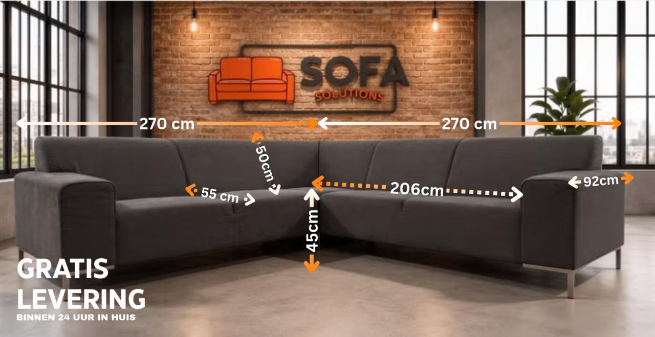 Mooie Grijze Stoffen Hoekbank-Moderne Lounge Zit-Gratis Levering