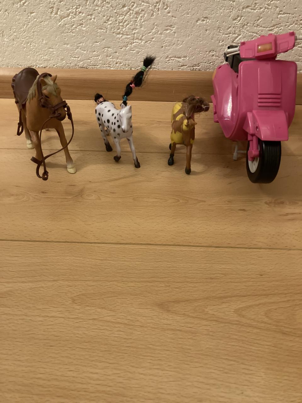 Barbiehuis, winkel, scooter en paarden