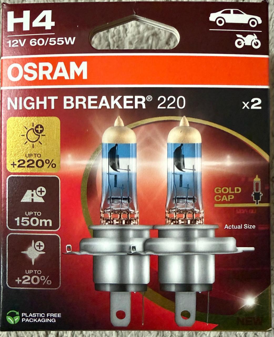 OSRAM Night Breaker 220 H4 Autolampen 12V 60/55W (2 stuks)