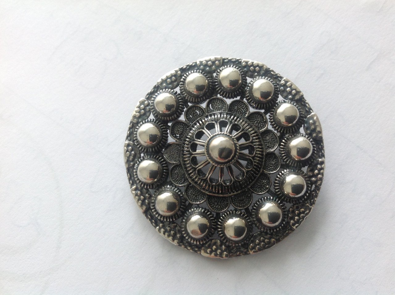 Antieke Zilveren Zeeuwse Goese Knop 45 mm + Collier