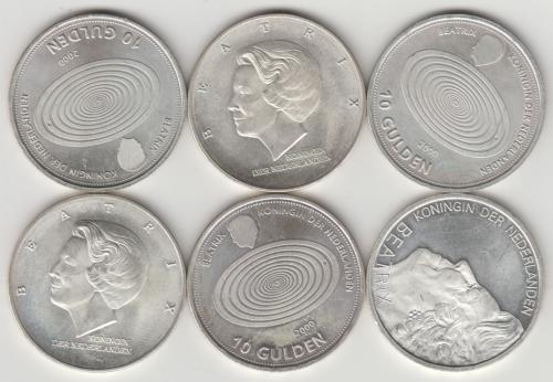 Beatrix 6 stuks Zilveren 10 Gulden.