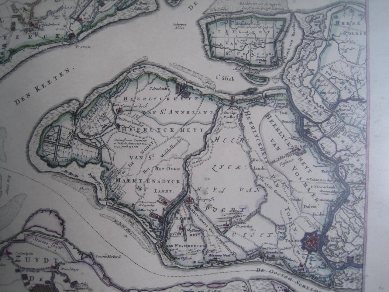 Oude landkaart Schouwen 1600