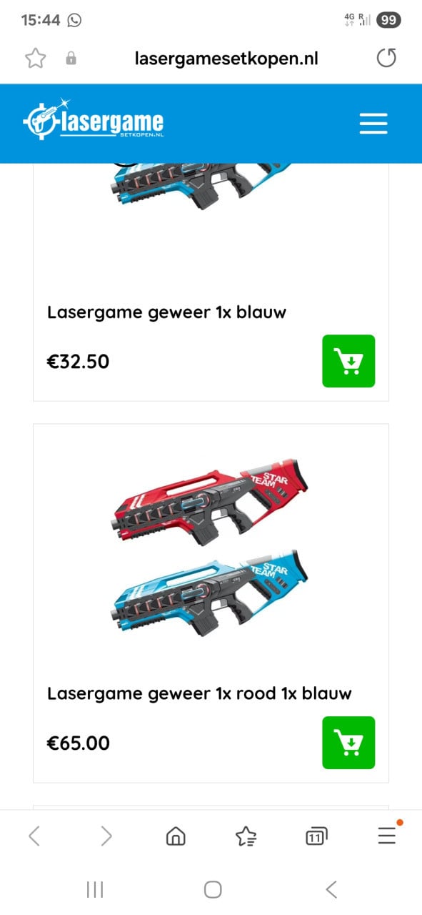 Te koop: Lasergame geweren 4 stuks