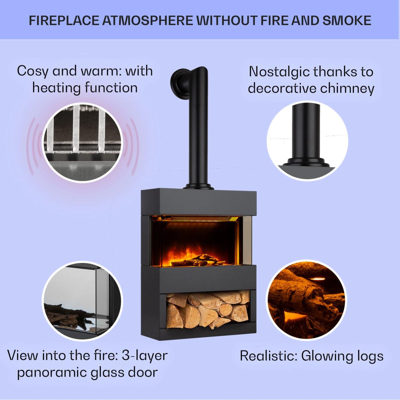 Klarstein Zermatt elektrische kachel met kachelpijp