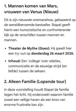 2 kaarten Huub Stapel 26 maart de Mythe