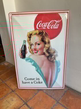 Metalen reclamebord Coca Cola