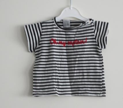 Zwart wit gestreept tshirt  maat 68