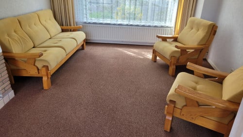 3 zitsbank en 2 stoelen blank eiken