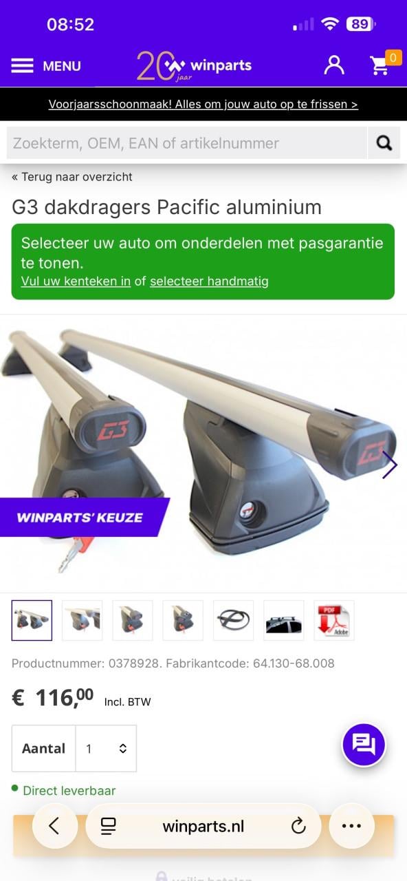 Dakdrager G3 aluminium ZGAN!