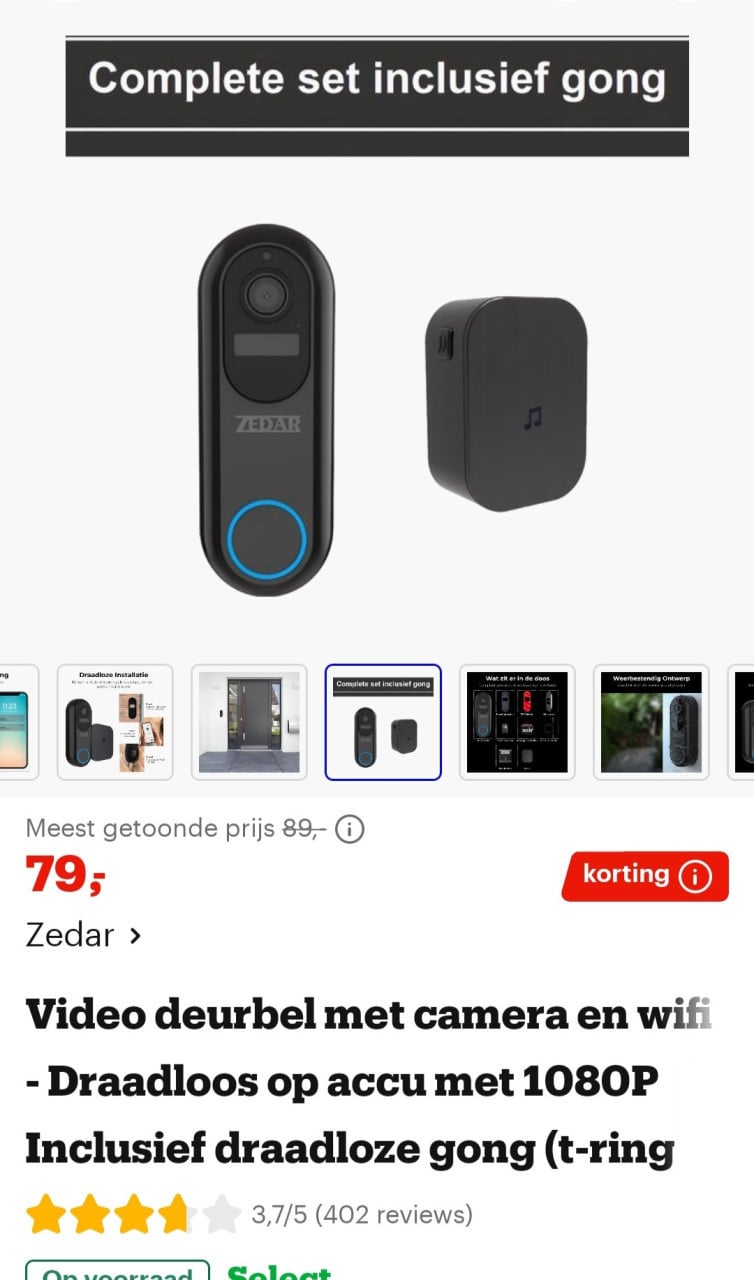 Video deurbel met gong