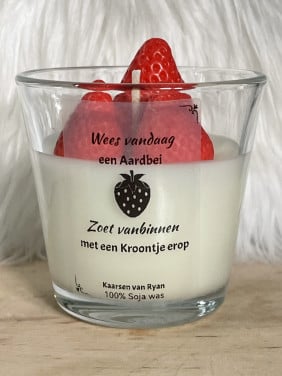 Geurkaarsen in glas met tekst