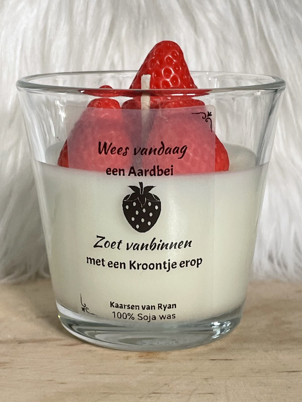 Geurkaarsen in glas met tekst