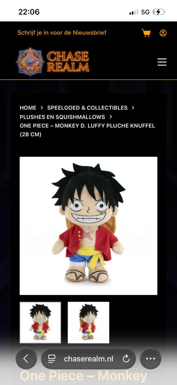 One Piece – Monkey D. Luffy Pluche Knuffel (28 cm)