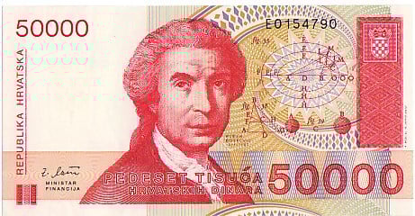 Biljet Kroatie 50000 Dinara 1993 UNC