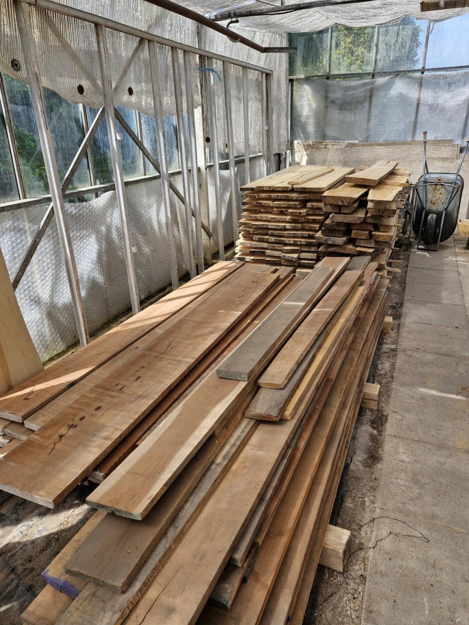 Planken mahonie, eiken, kersen, beuken, en teak
