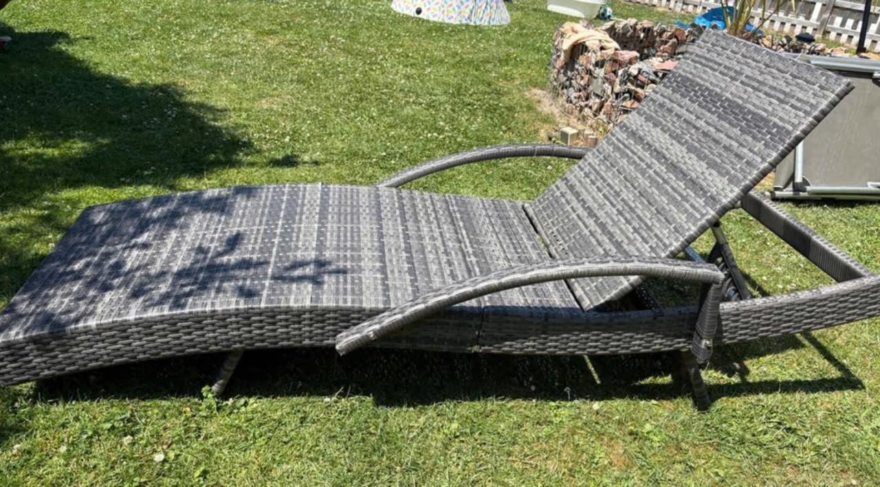 Verstelbare Wicker Ligstoel - Grijs