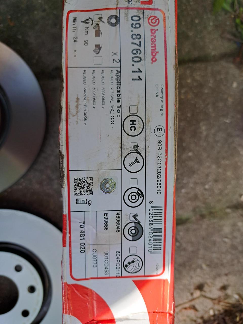 Remschijven Brembo Peugot 207 1.6 16V  2007