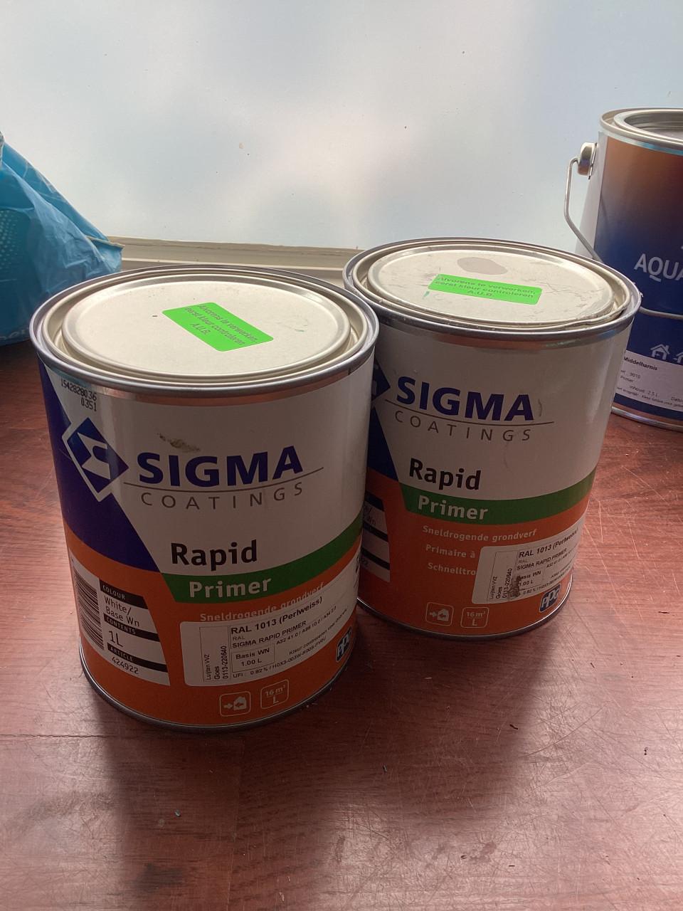 Sigma rapid primer ral 1013, 2x1L samen voor €32