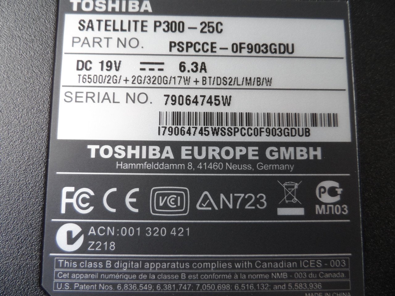 Toshiba Satellite P300-212